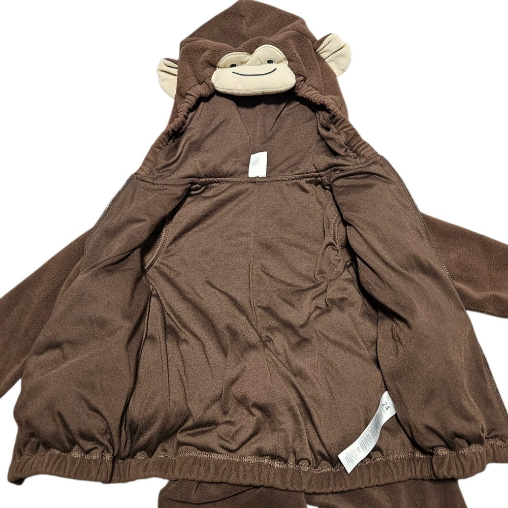 Carter's 24M Monkey Costume 2 Piece Brown Fleece Hoodie Pants Halloween - Picture 7 of 13